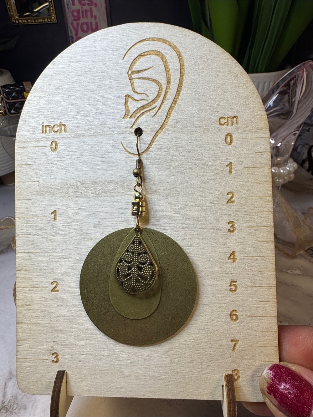 Gold Layered Drop Earrings - Women's Fashion Jewelry - Picture 2 of 2